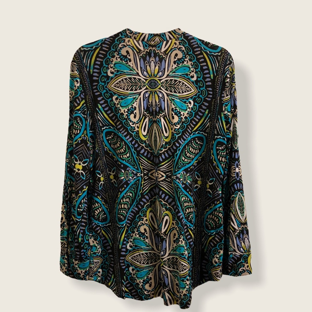 style & co V-neck multicolored button down blouse M - Picture 2 of 5